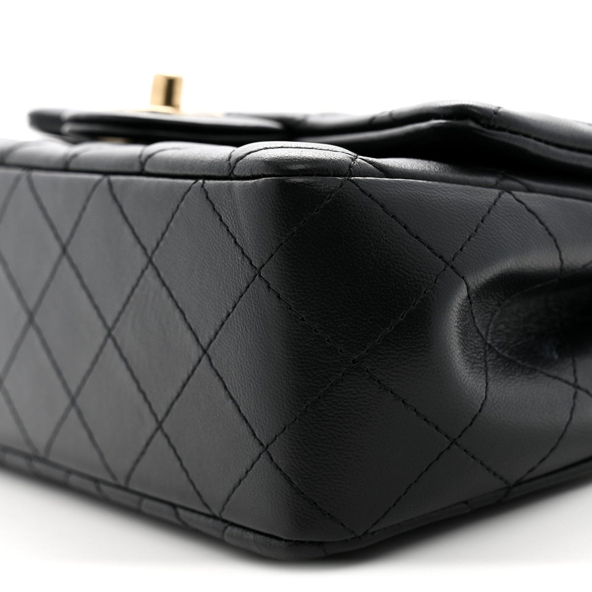 Lambskin Quilted Mini Rectangular Flap Black