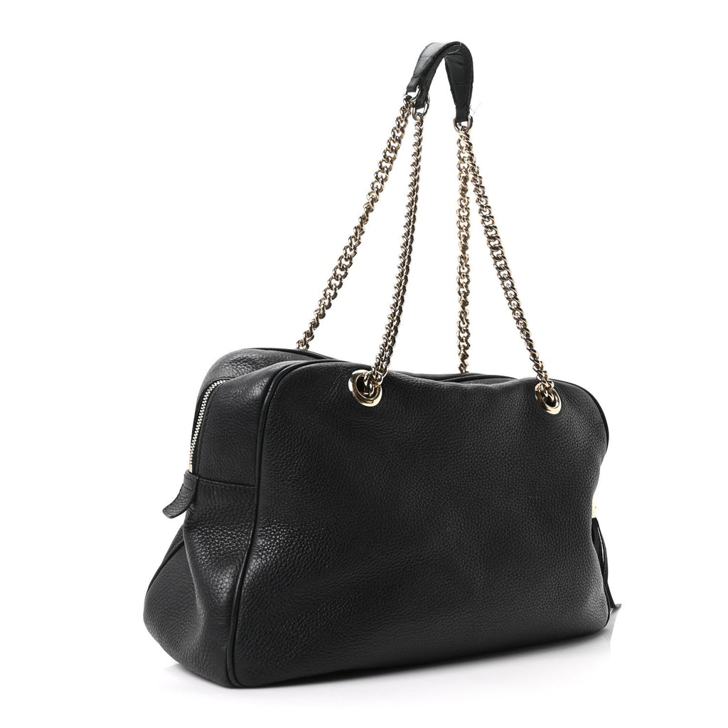 Pebbled Calfskin Medium Soho Bowler Black