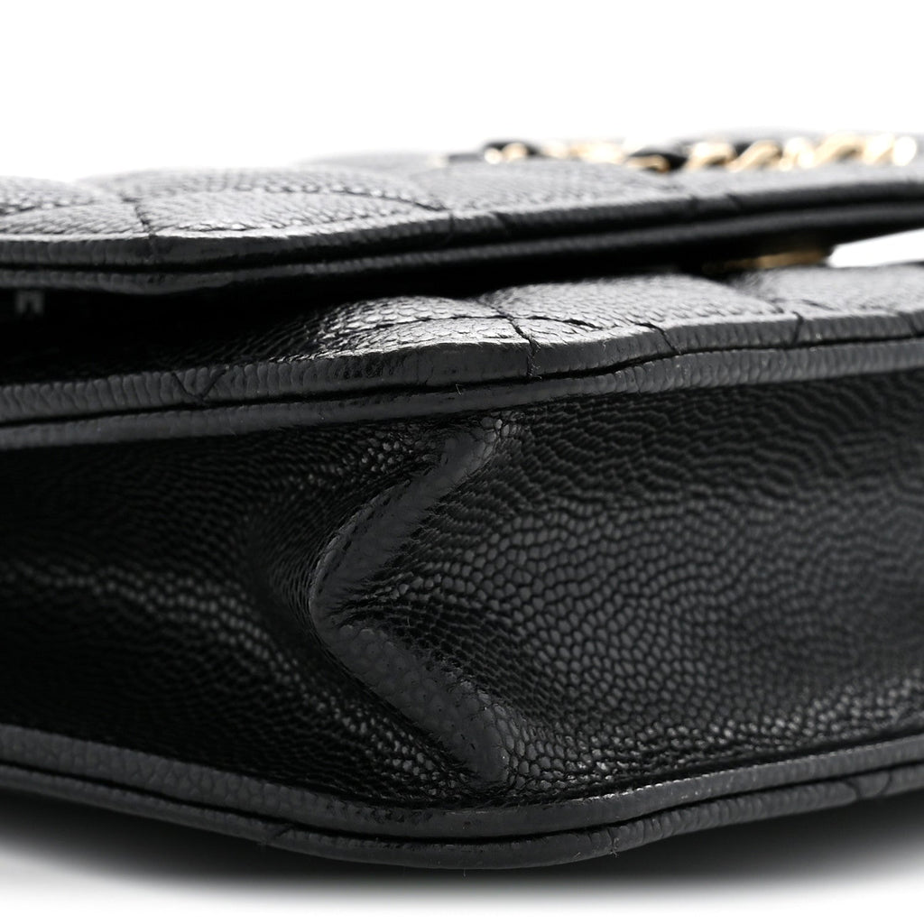 Caviar Quilted French New Wave Chain CC Wallet On Chain WOC Black