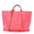 Mixed Fibers Calfskin Medium Deauville Tote Pink Orange