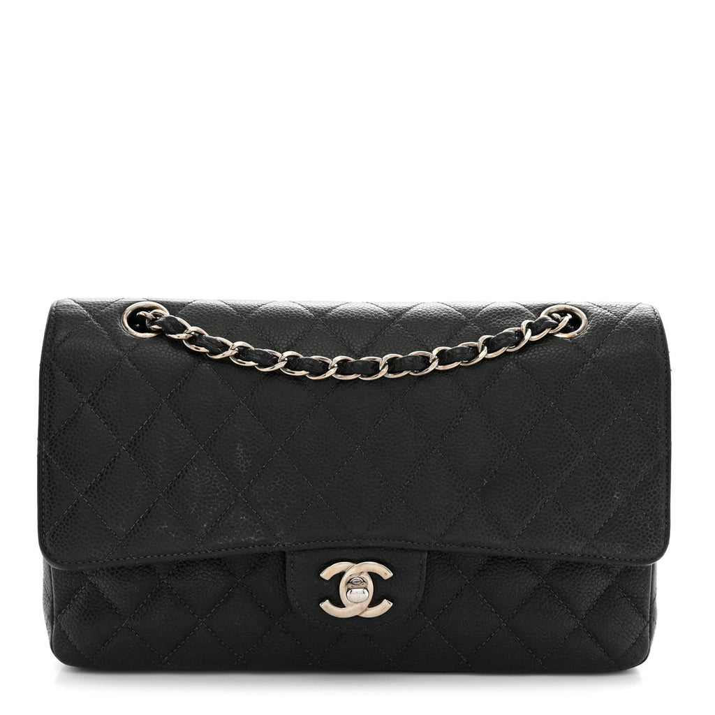 Caviar Quilted Medium Double Flap Black