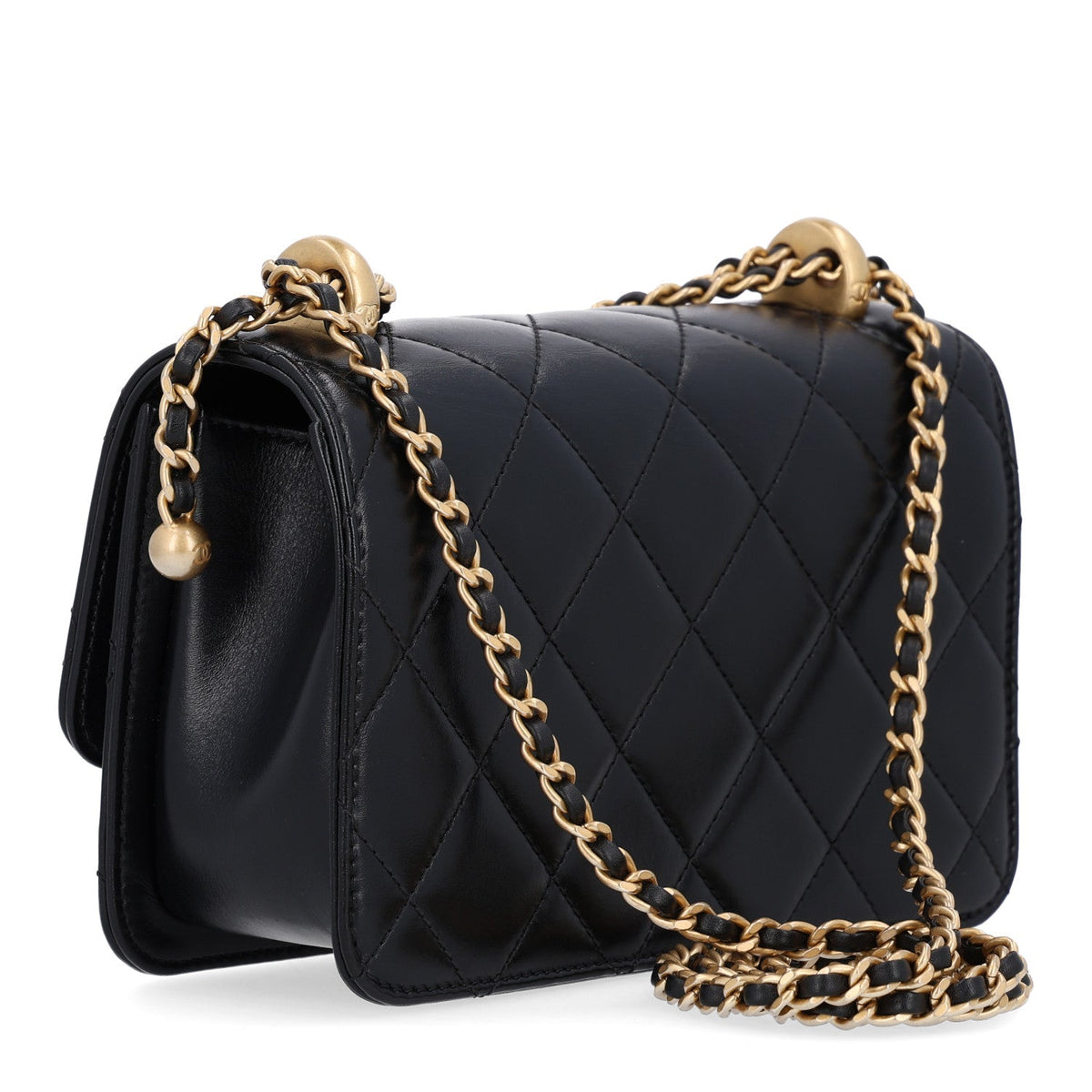 Calfskin Quilted Mini Perfect Fit Flap Black Black Black