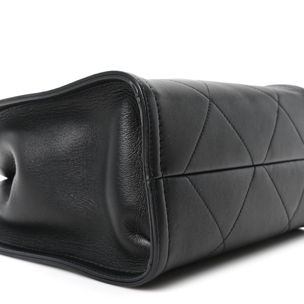 Calfskin Stitched Small Shopping Bag Black