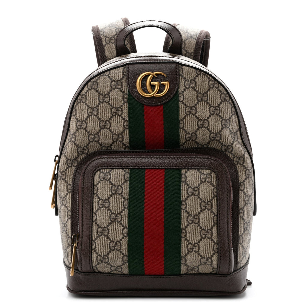 GG Supreme Monogram Calfskin Web Small Ophidia Day Backpack Beige Ebony New Acero