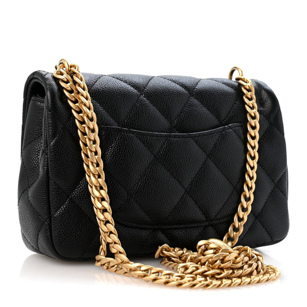 Caviar Quilted Mini Sweetheart Rectangular Flap Black