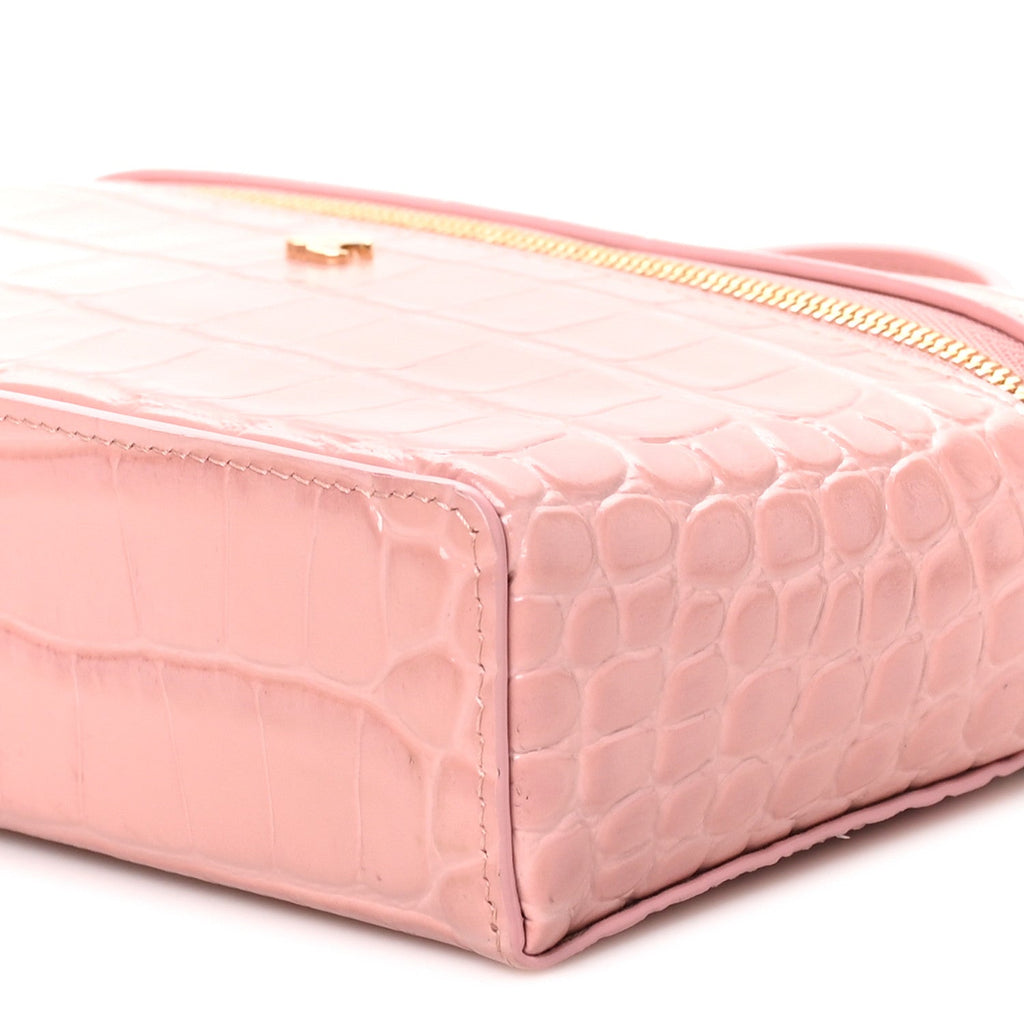 Calfskin Crocodile Embossed Crococo Exoticoco Vanity With Chain Light Pink