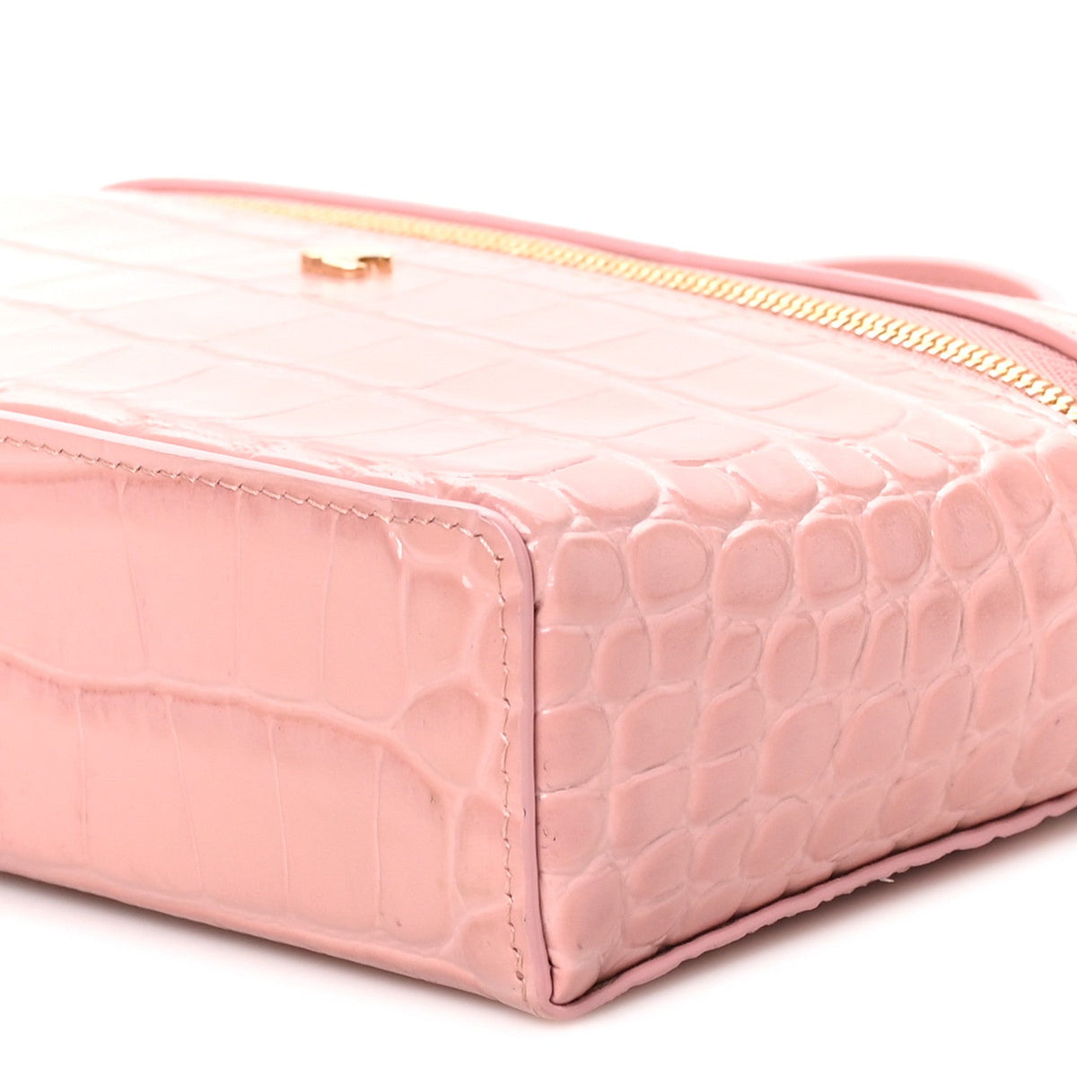 Calfskin Crocodile Embossed Crococo Exoticoco Vanity With Chain Light Pink