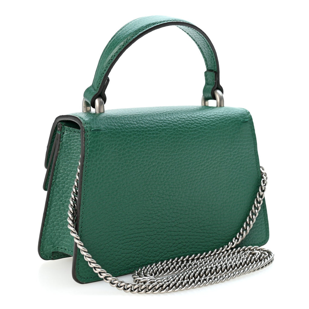 Dollar Calfskin Crystal Mini Dionysus Top Handle Bag Emerald