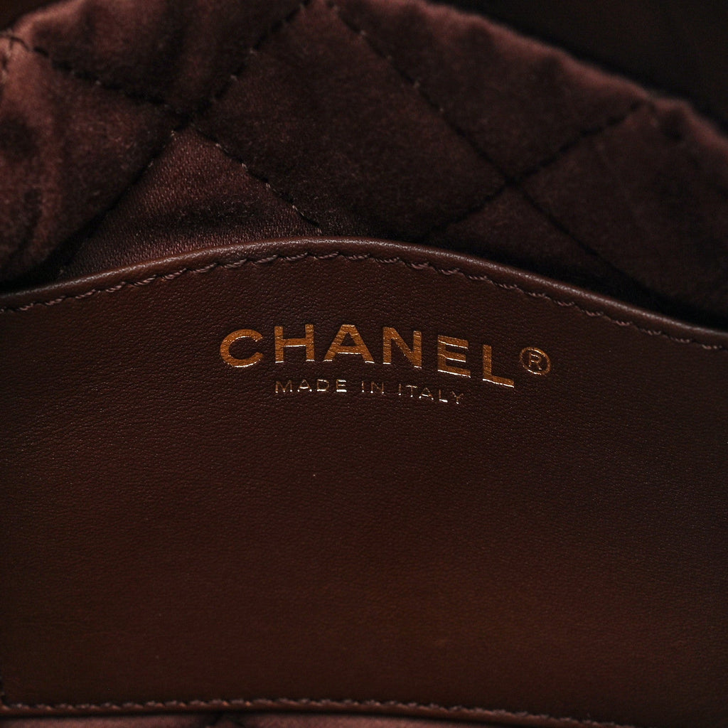 Shiny Calfskin Quilted Mini Chanel 22 Brown
