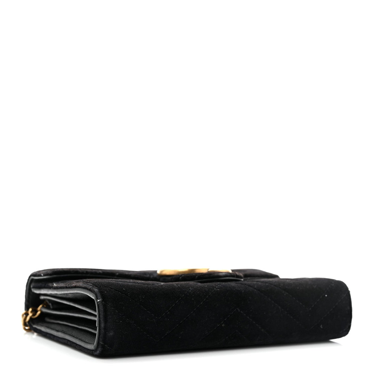Velvet Matelasse GG Marmont Chain Wallet Black