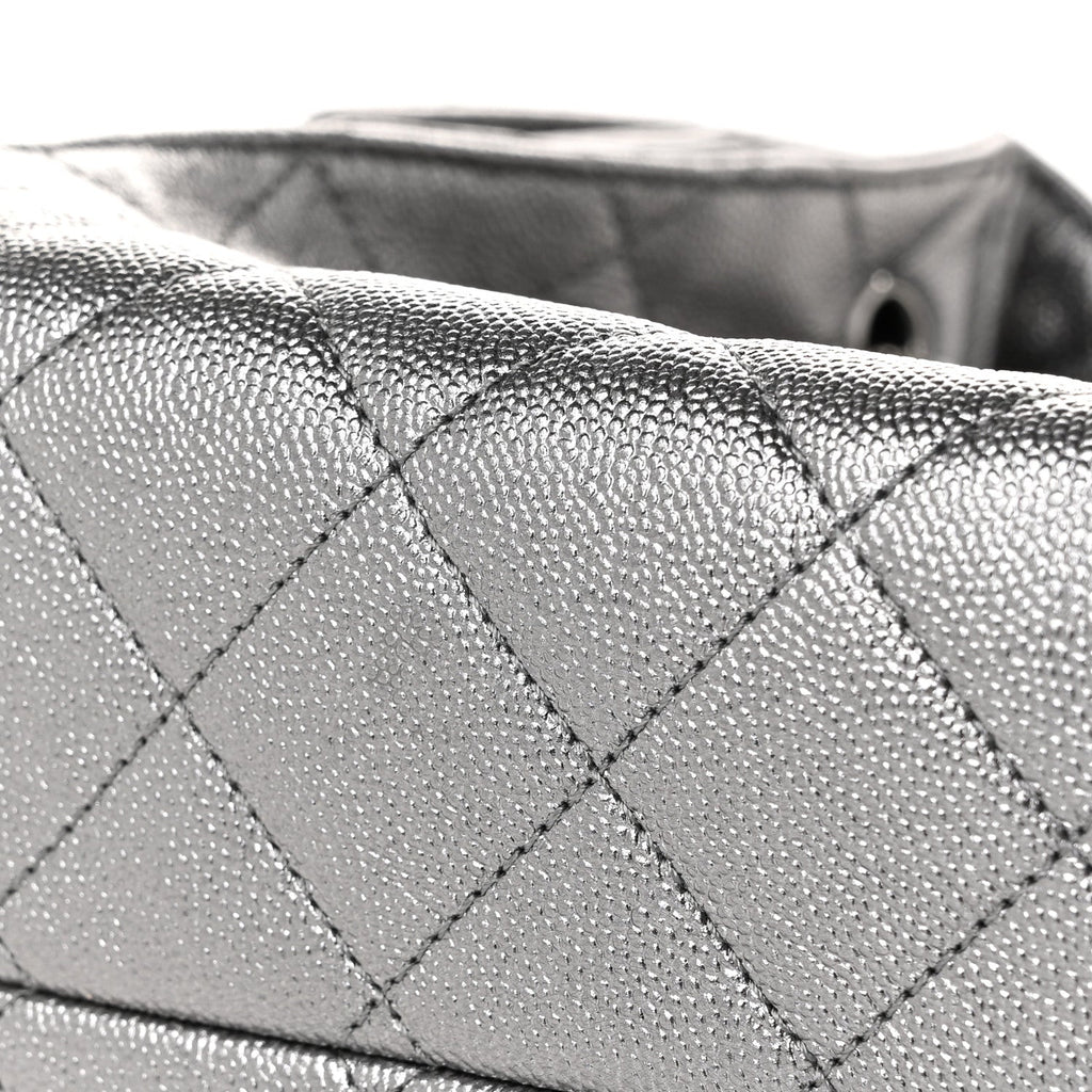 Metallic Caviar Quilted Small Chanel 25 Handbag Anthracite