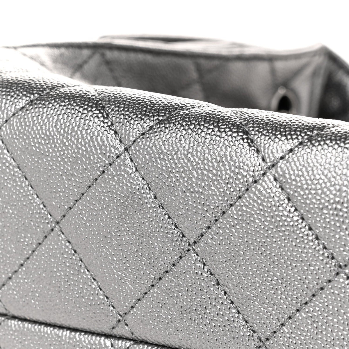 Metallic Caviar Quilted Small Chanel 25 Handbag Anthracite