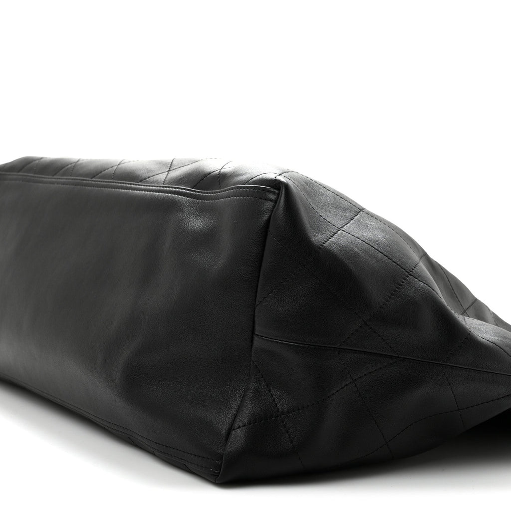 Lambskin Quilted Neo Cabas Shopping Tote Black