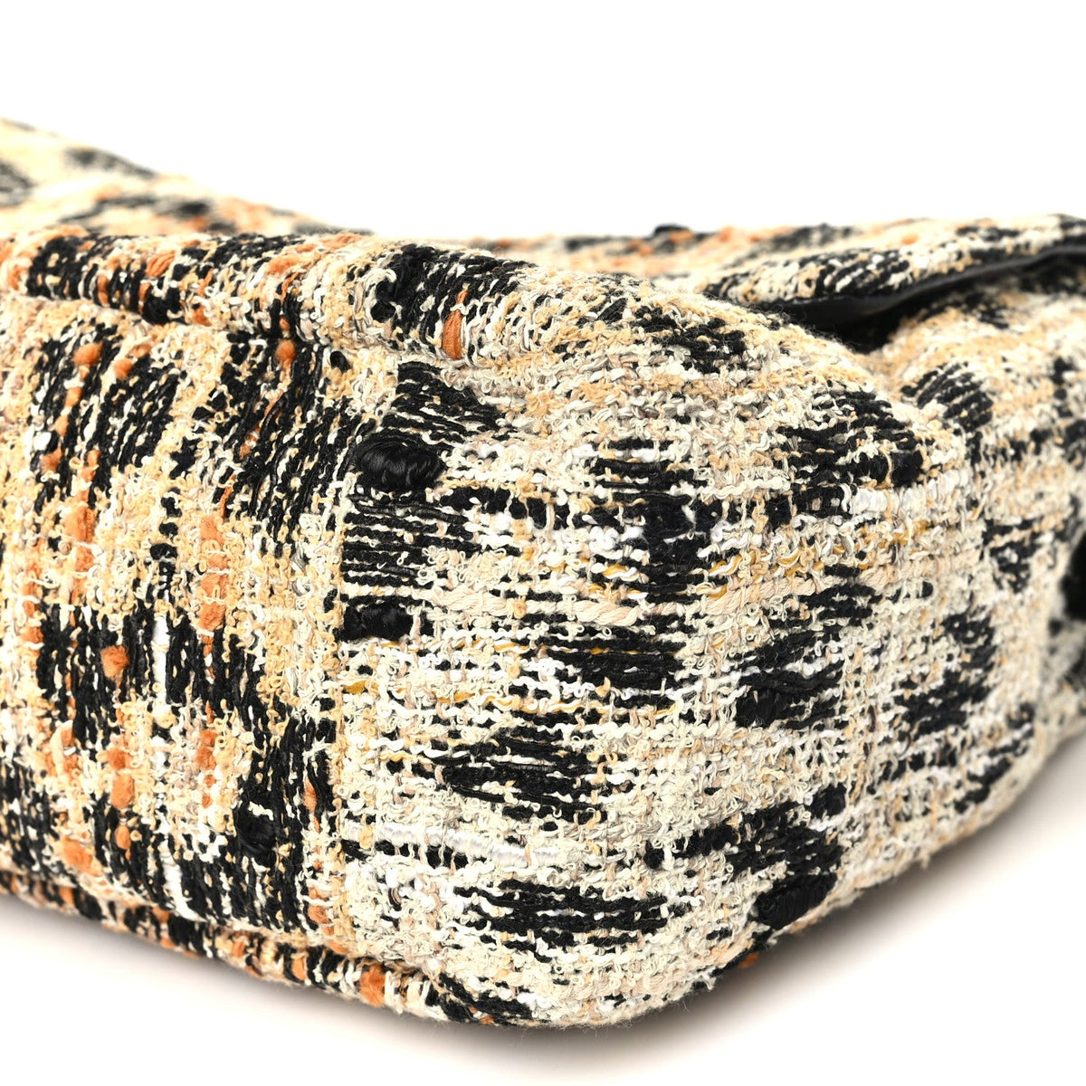 Tweed Mixed Fibers Leopard Print Small Souplissimo Maxi Flap Brown Black White