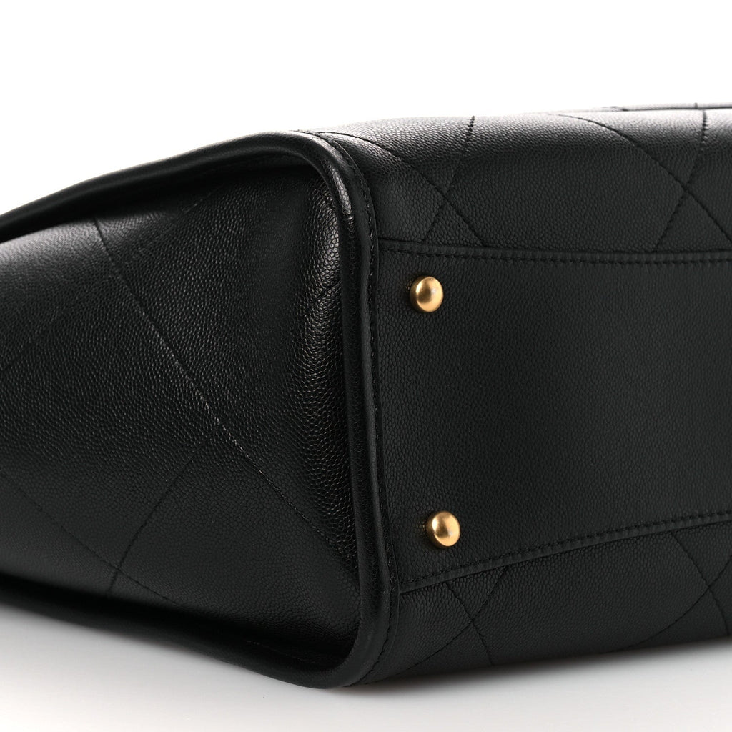 Caviar Stitched Pocket CC Large Tote Black