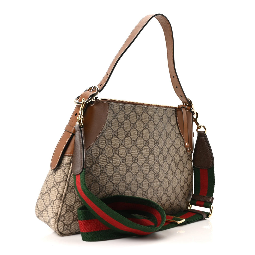 GG Supreme Monogram Emblem Medium Shoulder Bag Beige Ebony Sundial