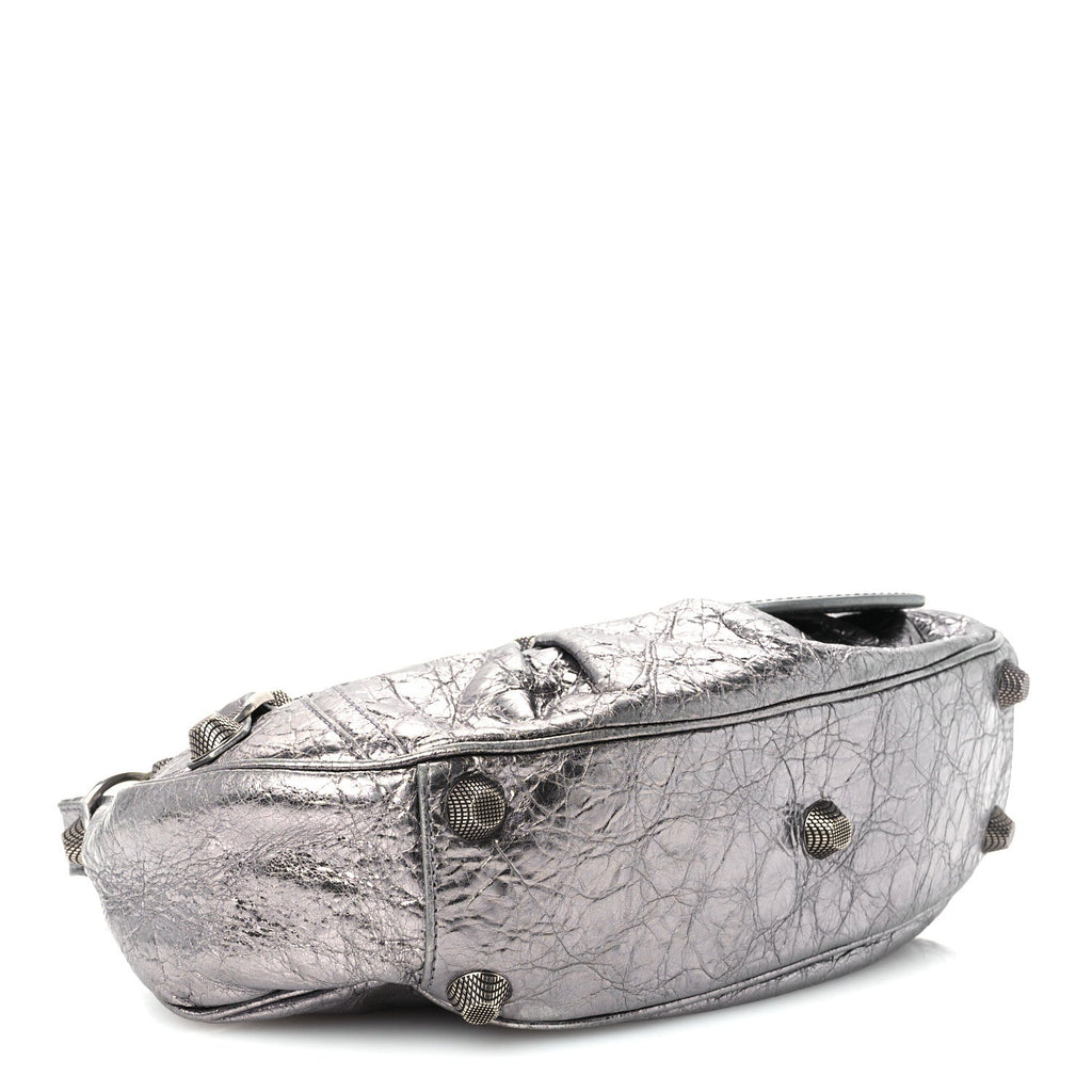 Metallic Agneau Arena Small Le Cagole Shoulder Bag Silver