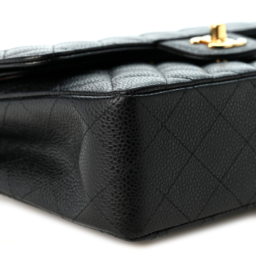 Caviar Quilted Small Double Flap Black