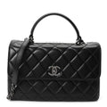 Lambskin Quilted Medium Trendy CC Flap Dual Handle Bag Black