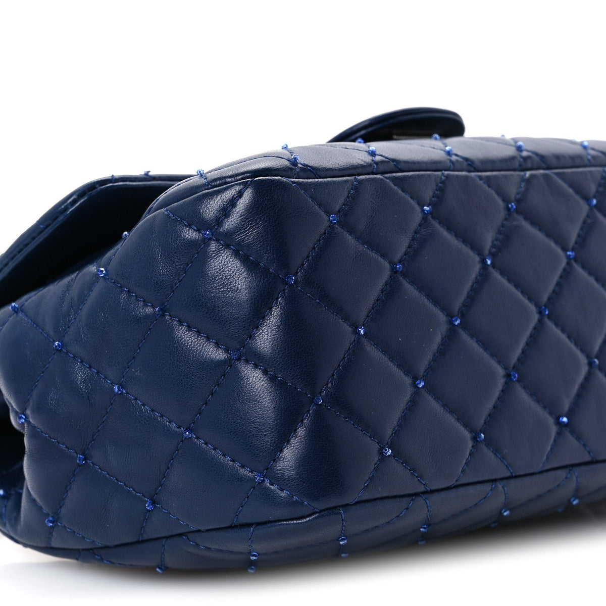 Lambskin Quilted Strass Flap Dark Blue