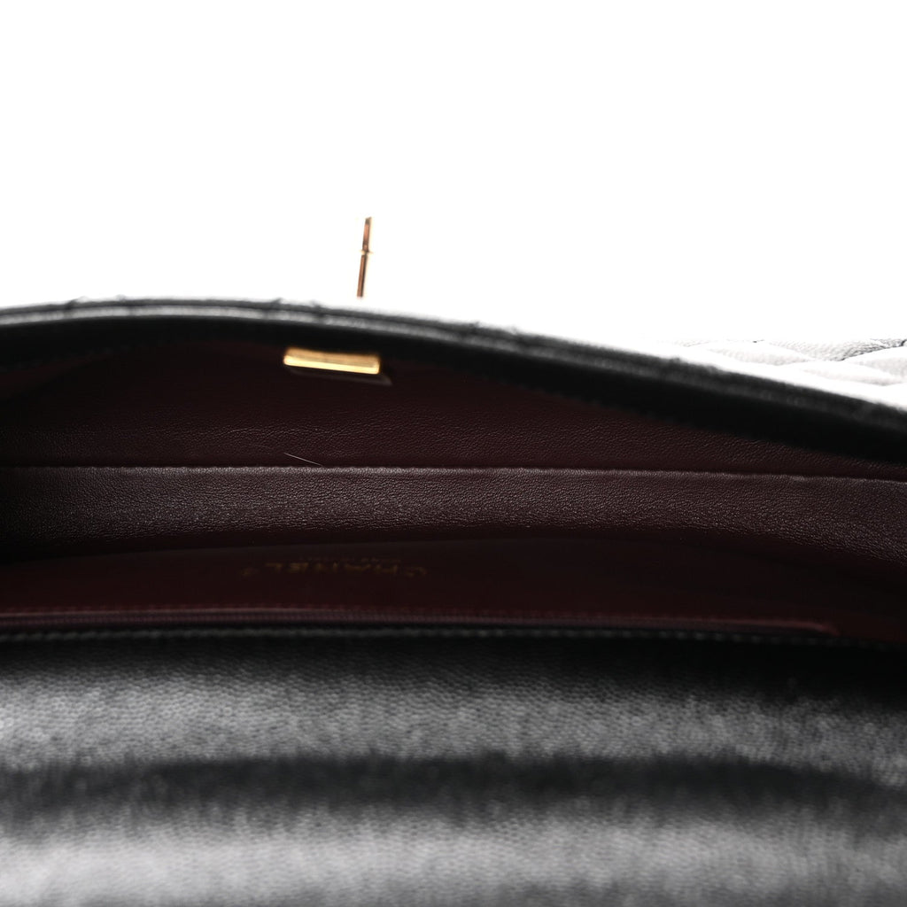 Caviar Quilted Maxi East West Coco Handle Flap Black