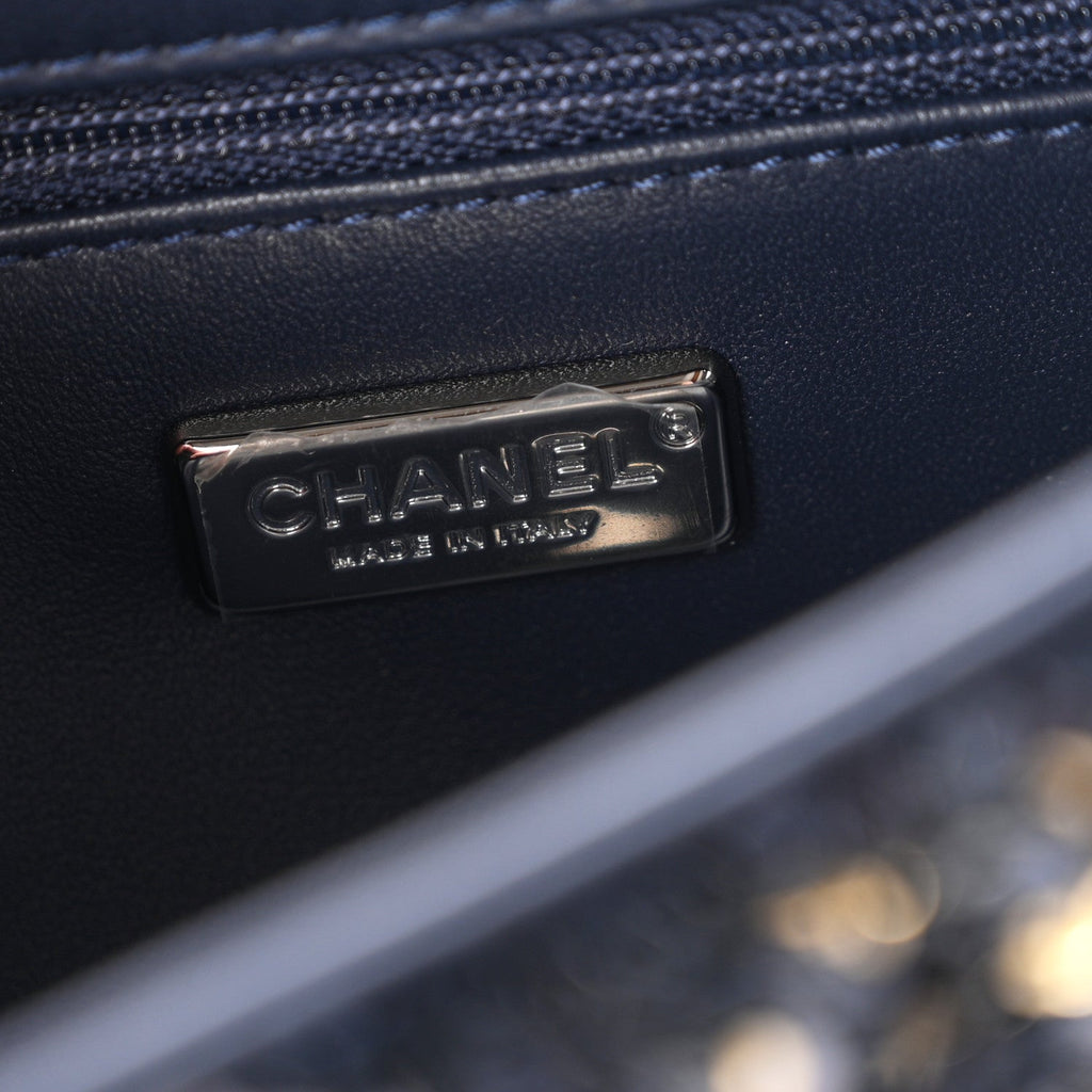Sequin Mini Rectangular Flap Blue Black Ruthenium