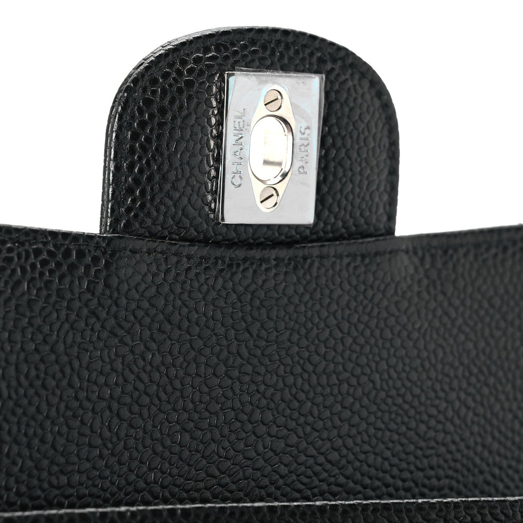 Caviar Quilted Medium Double Flap Black