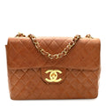 Lambskin Quilted XL Jumbo Single Flap Beige