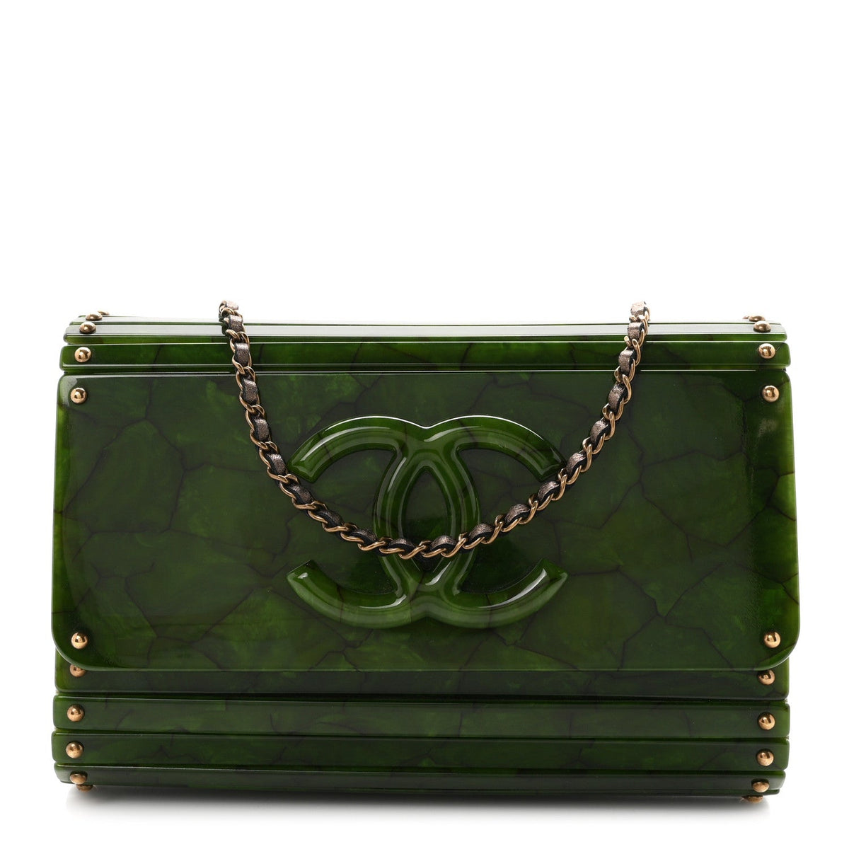 Plexiglass Jade Paris Shanghai CC Clutch Green
