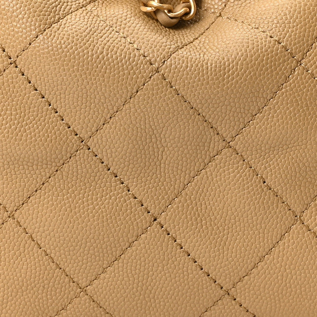 Caviar Quilted Small Chanel 25 Handbag Beige