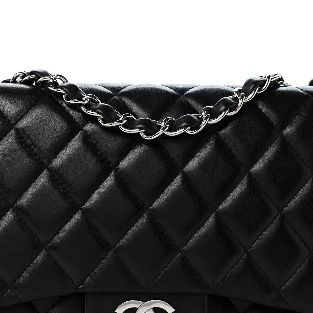 Lambskin Quilted Jumbo Single Flap Black