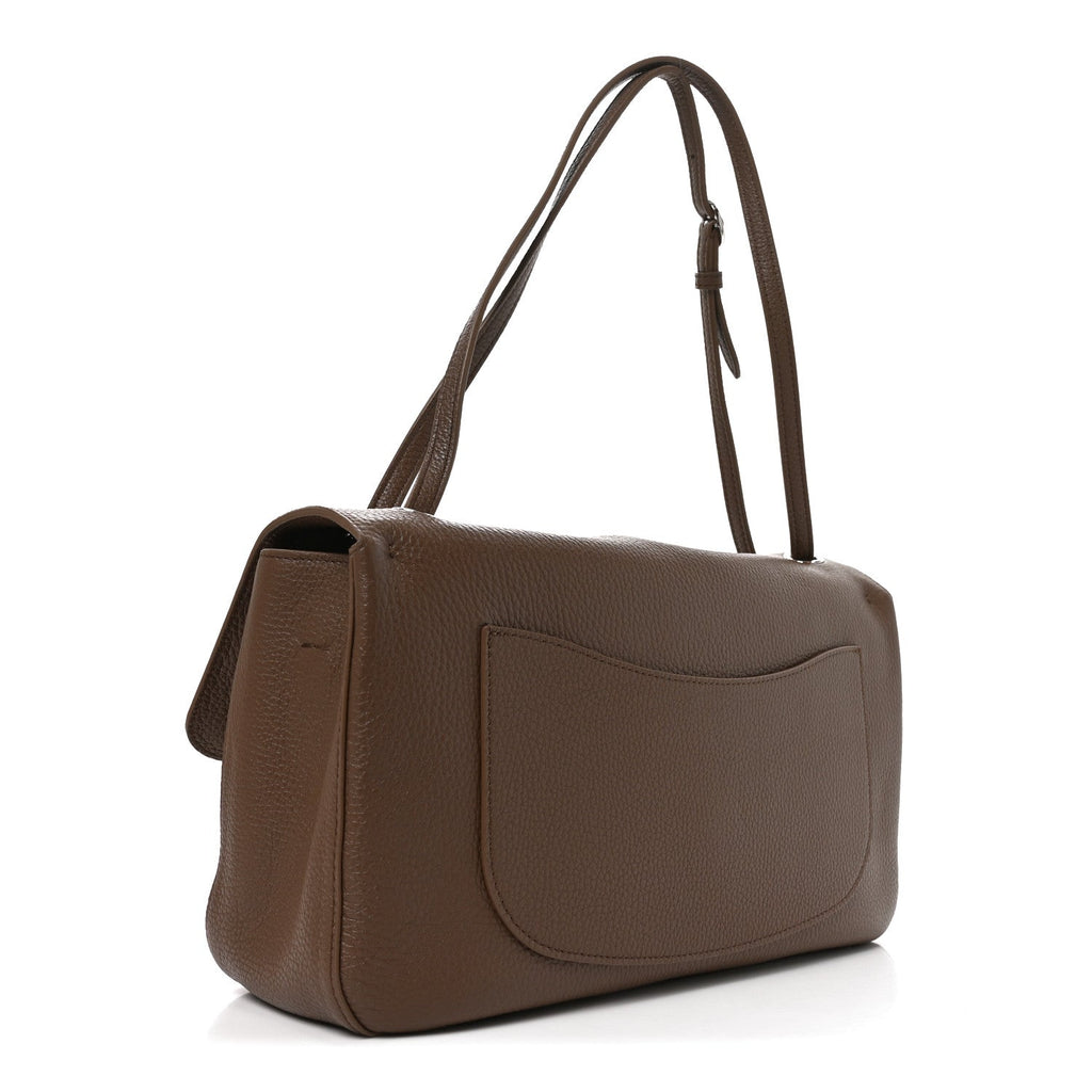 Grained Calfskin Small Souplissimo Maxi Flap Light Brown
