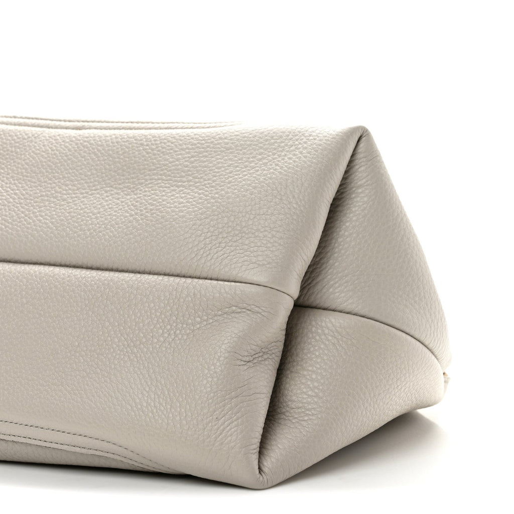 Grained Calfskin Softbit Medium Shoulder Bag Light Grey