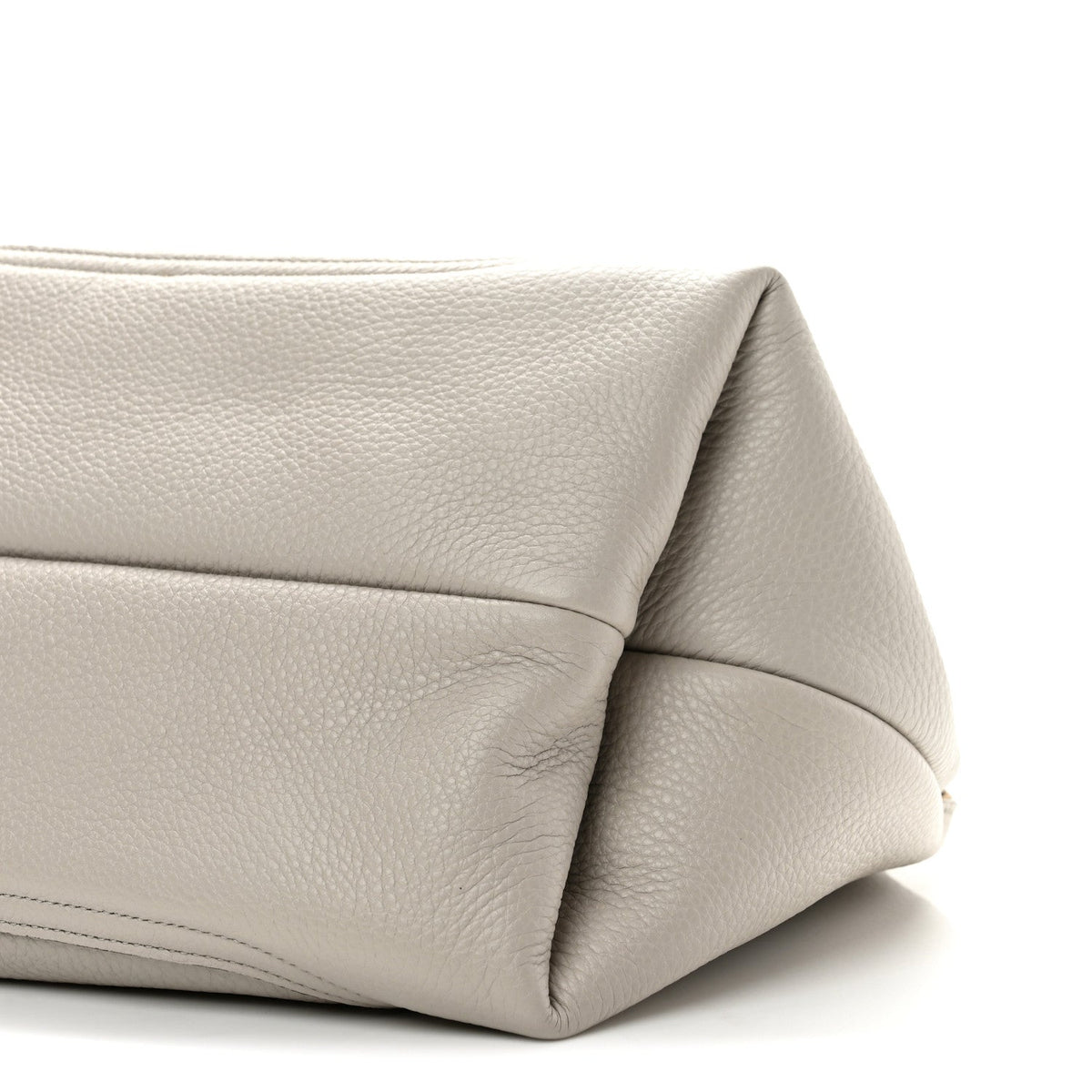 Grained Calfskin Softbit Medium Shoulder Bag Light Grey