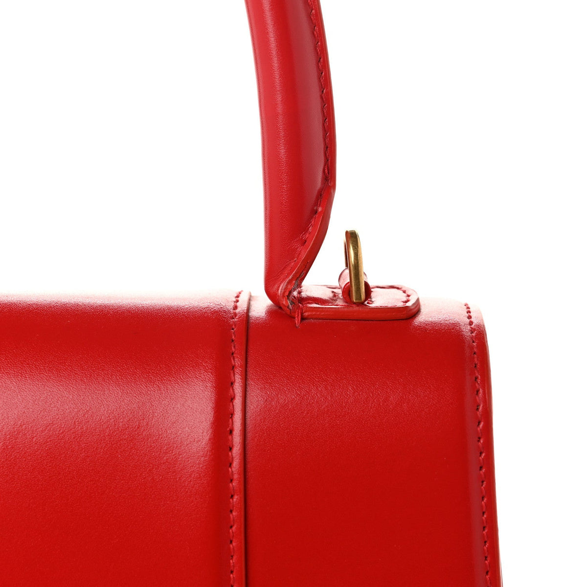 Shiny Box Calfskin Medium Hourglass Top Handle Bag Bright Red