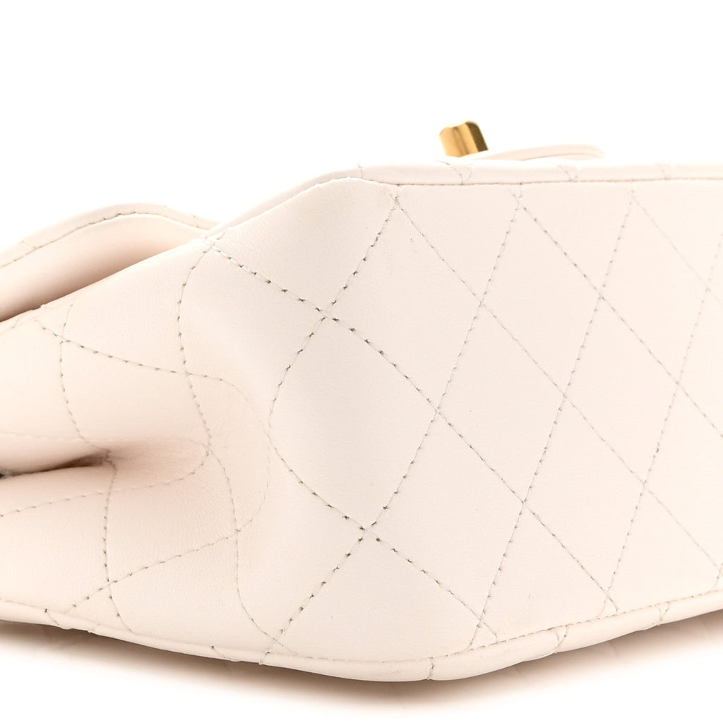 Lambskin Quilted Mini Sweet Camellia Flap White