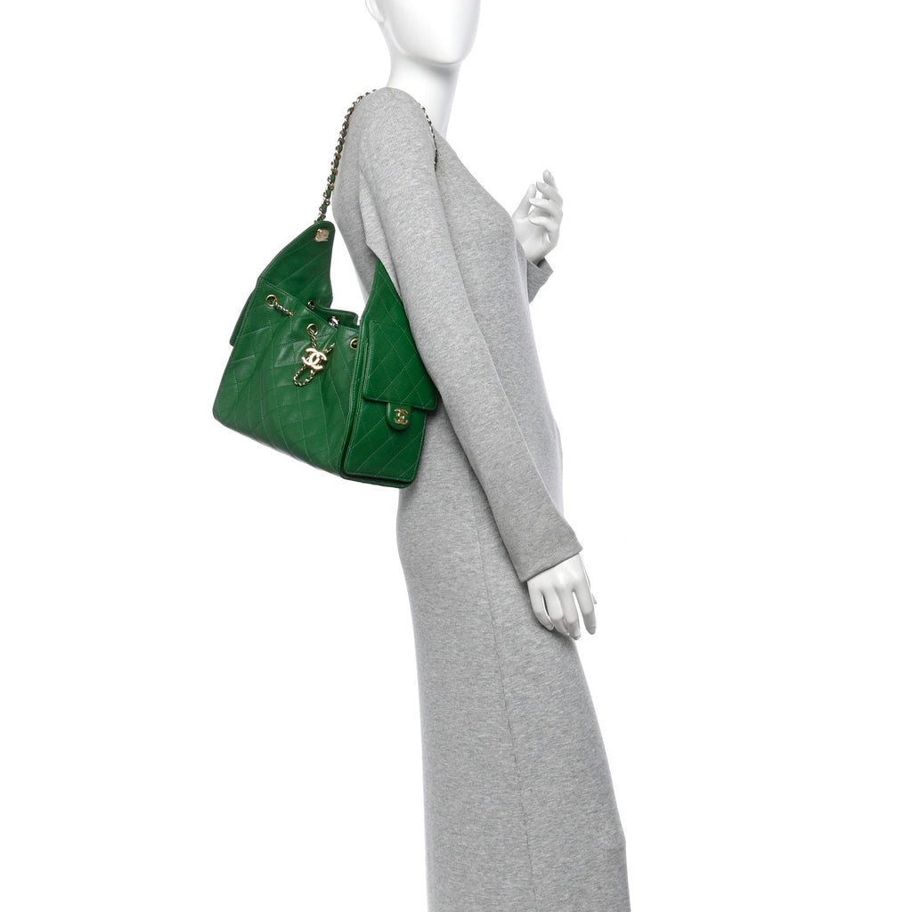Caviar Quilted Small Chanel 25 Handbag Green