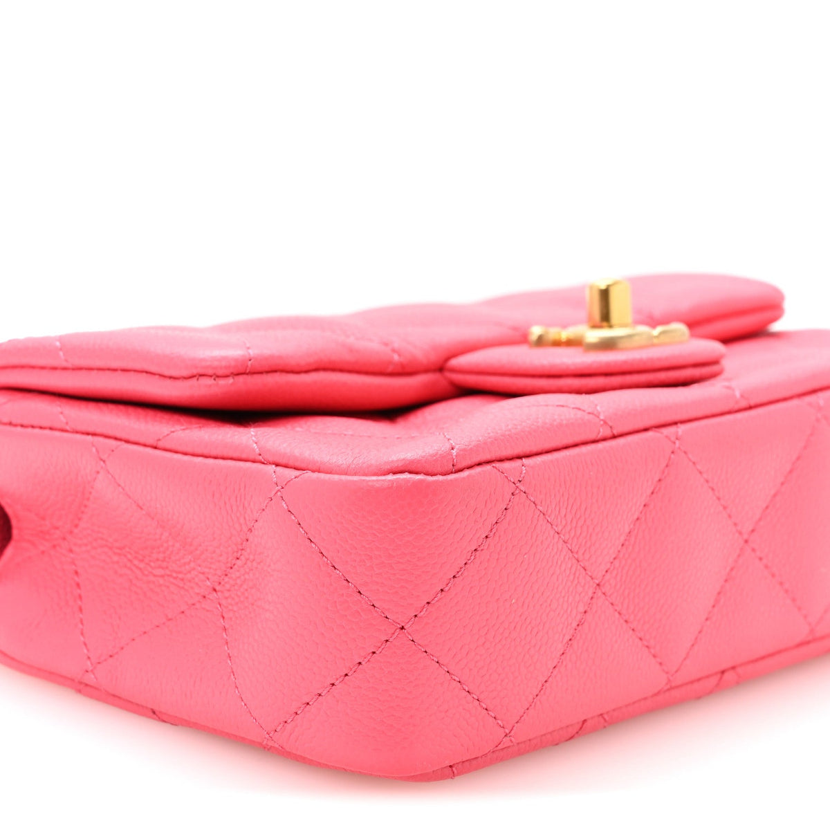Caviar Quilted Mini Rectangular Sweetheart Flap Fuchsia