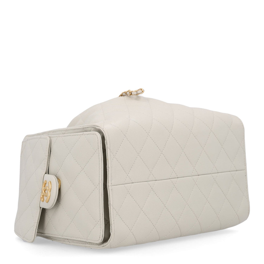 Caviar Quilted Small Chanel 25 Handbag Light Grey