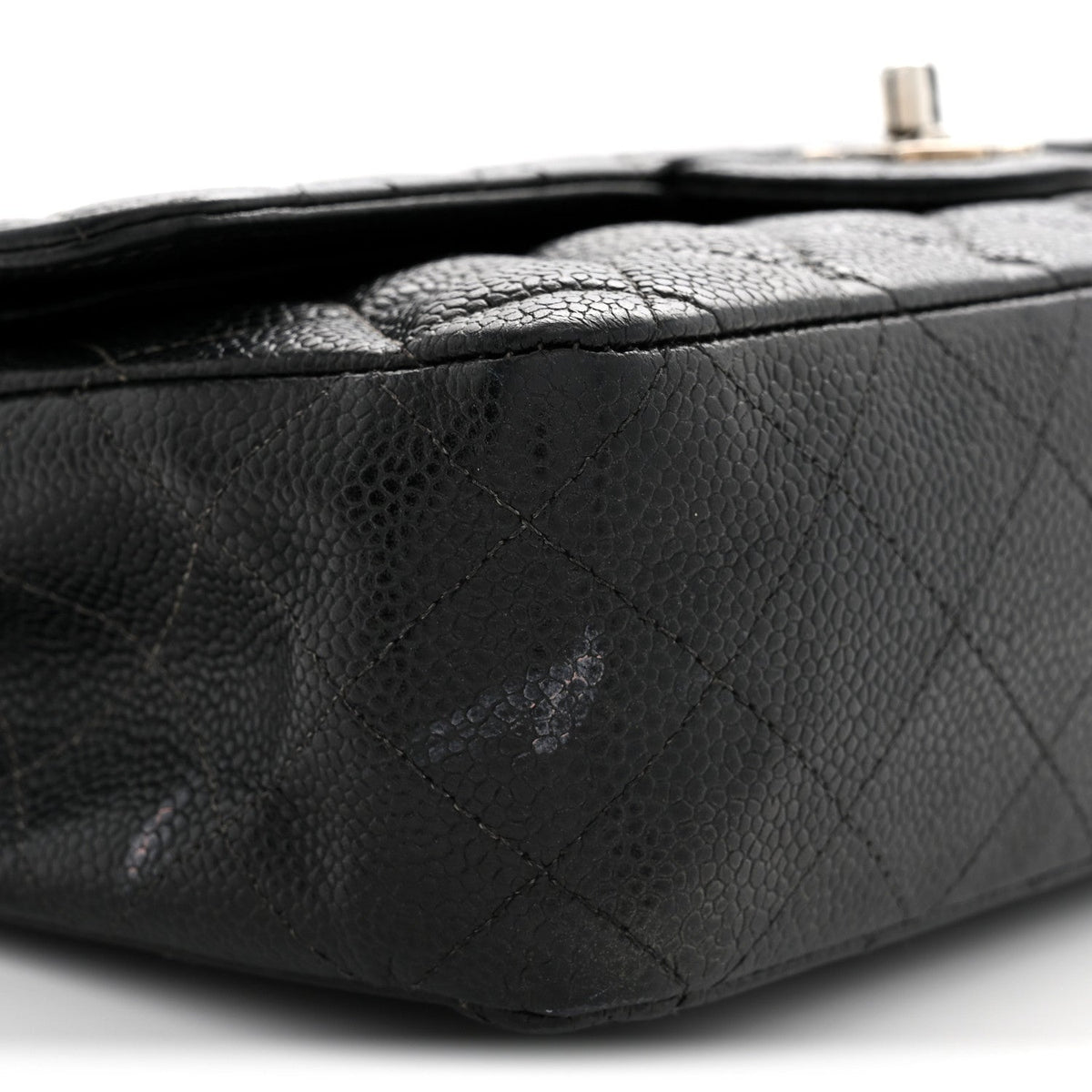 Caviar Quilted Medium Double Flap Black