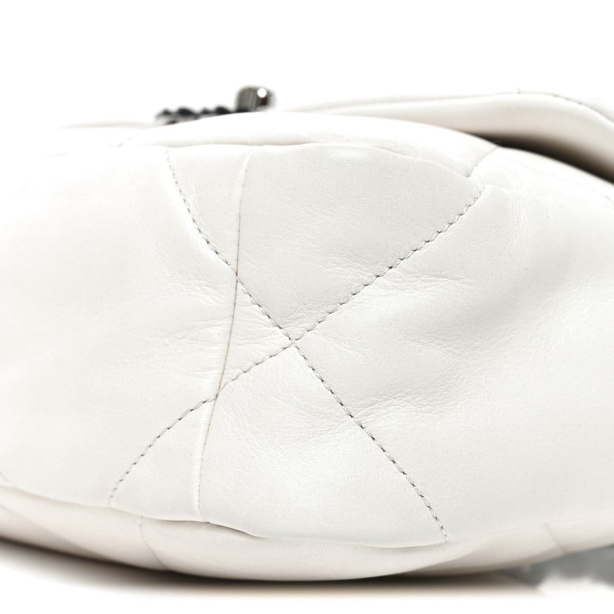 Glossy Calfskin Quilted Medium Chanel 19 Flap White Black