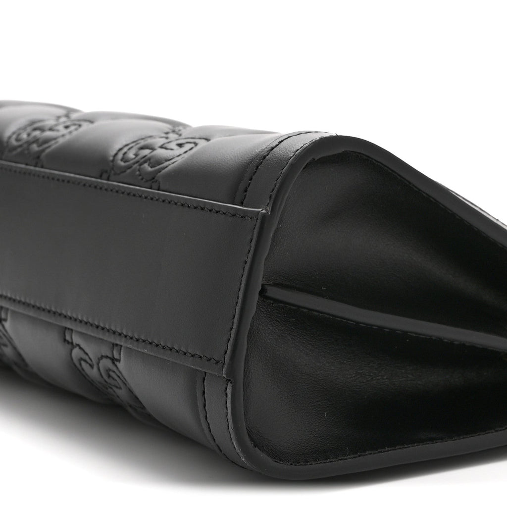 Calfskin GG Matelasse Small Slim Chain Shoulder Bag Black Natural