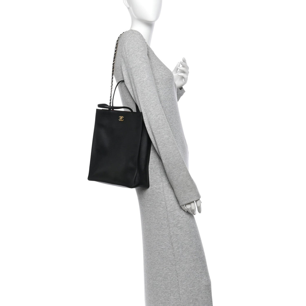 Calfskin Small Shopping Bag Black