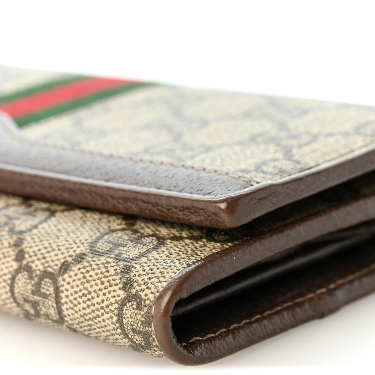 GG Supreme Monogram Web Ophidia Wallet On Chain Brown