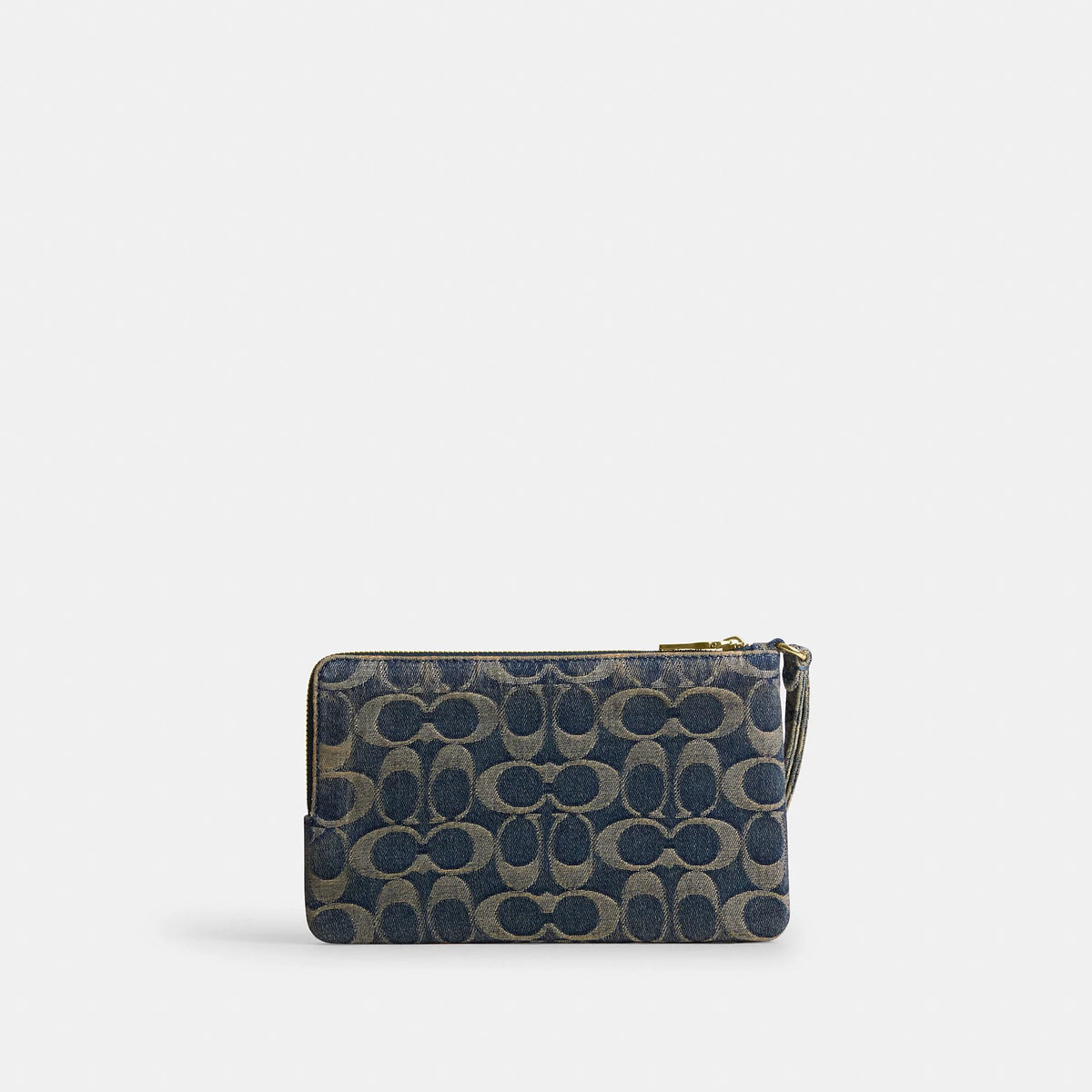 Coach Outlet Double Zip Wristlet In Signature Regenerative Cotton Denim