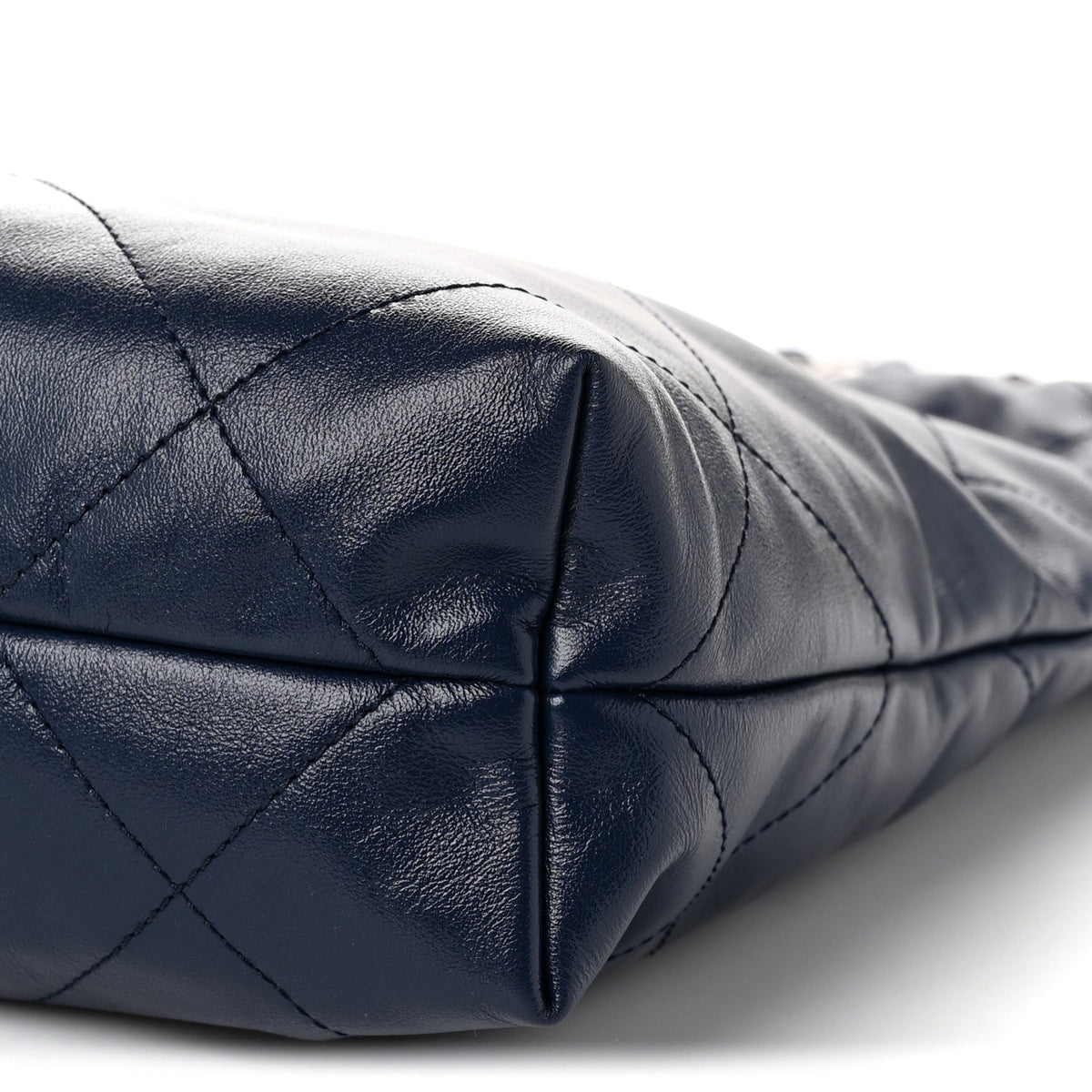 Shiny Calfskin Quilted Small Chanel 22 Navy