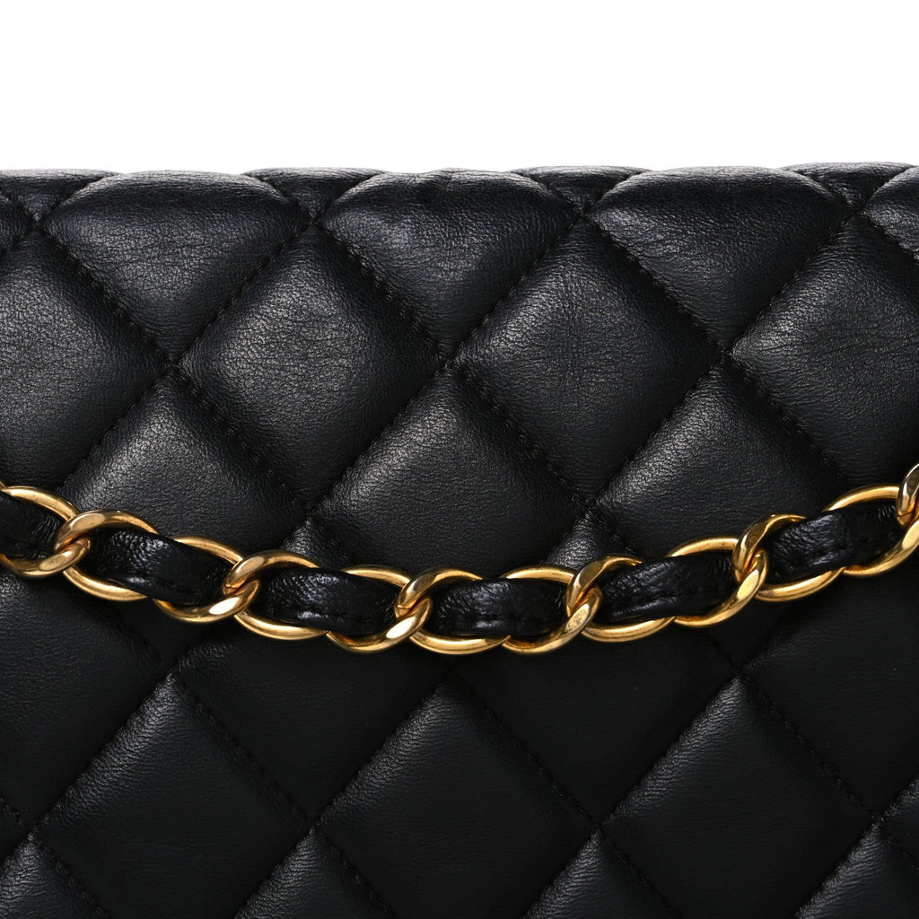 Lambskin Quilted Maxi Single Flap Black