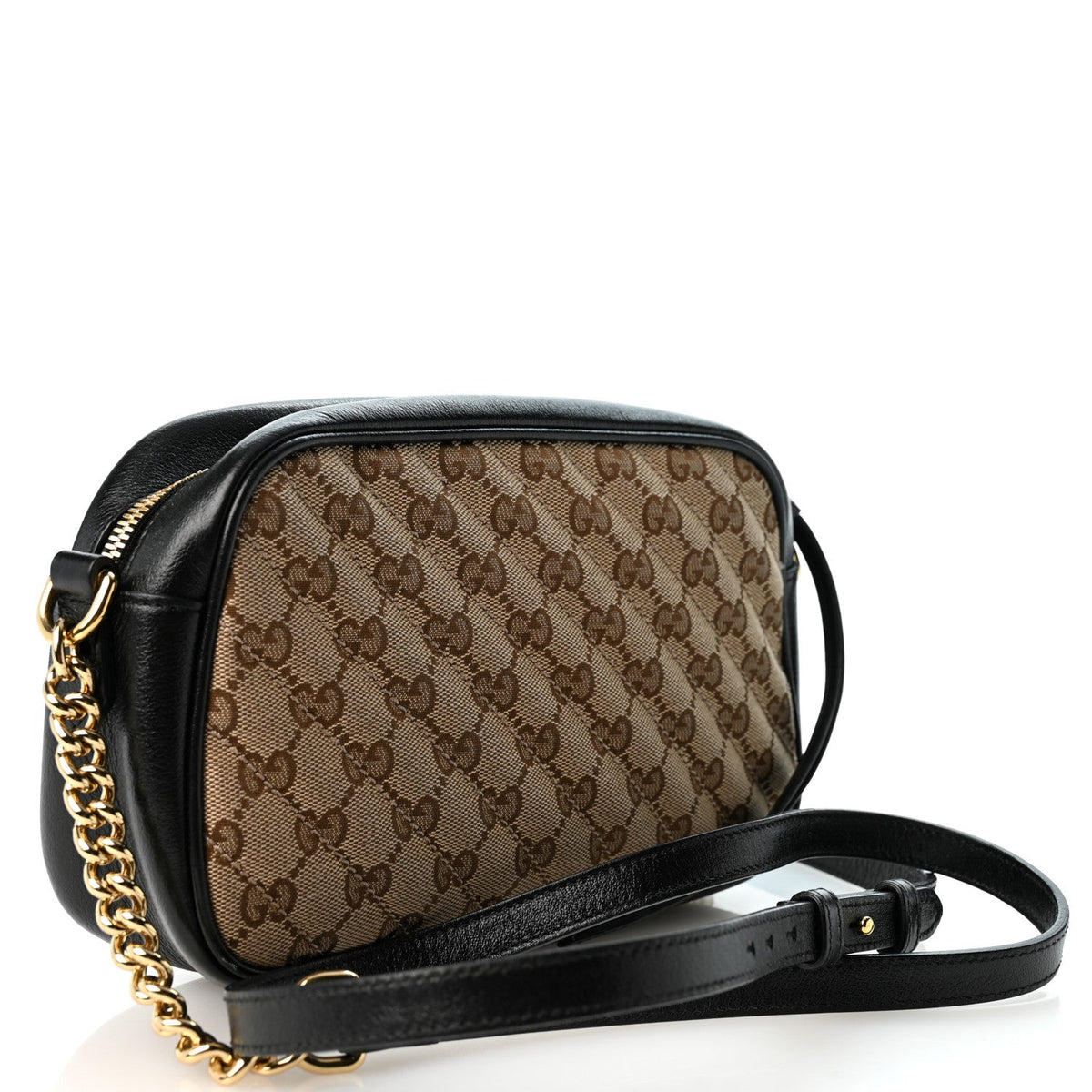 Monogram Matelasse Diagonal Small GG Marmont Chain Shoulder Bag Beige Black