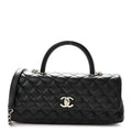 Caviar Quilted Maxi East West Coco Handle Flap Black