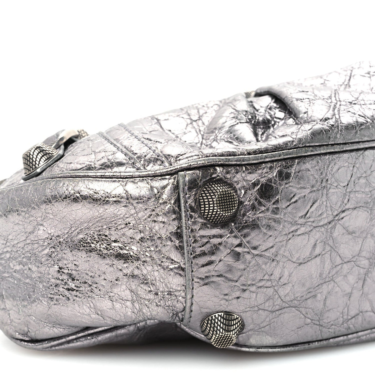 Metallic Agneau Arena Small Le Cagole Shoulder Bag Silver